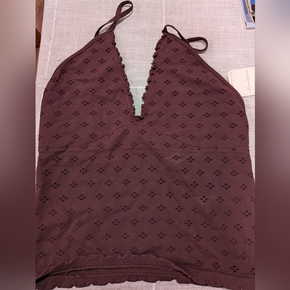 Free People Tops - NWT Free People Eyelet Seamless Triangle Cami Brown